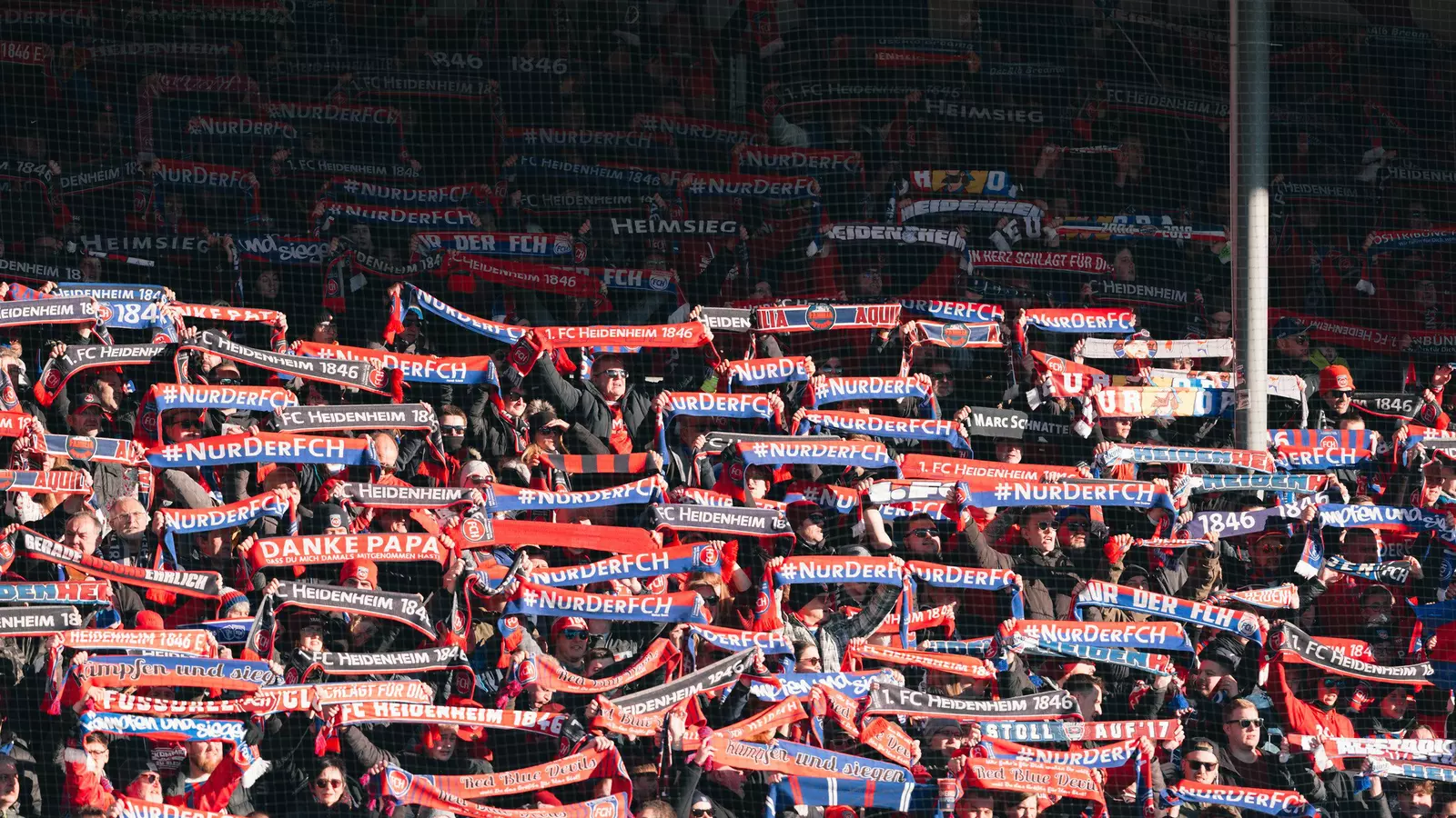 FCH Fans, die ihre Schals hoch halten.